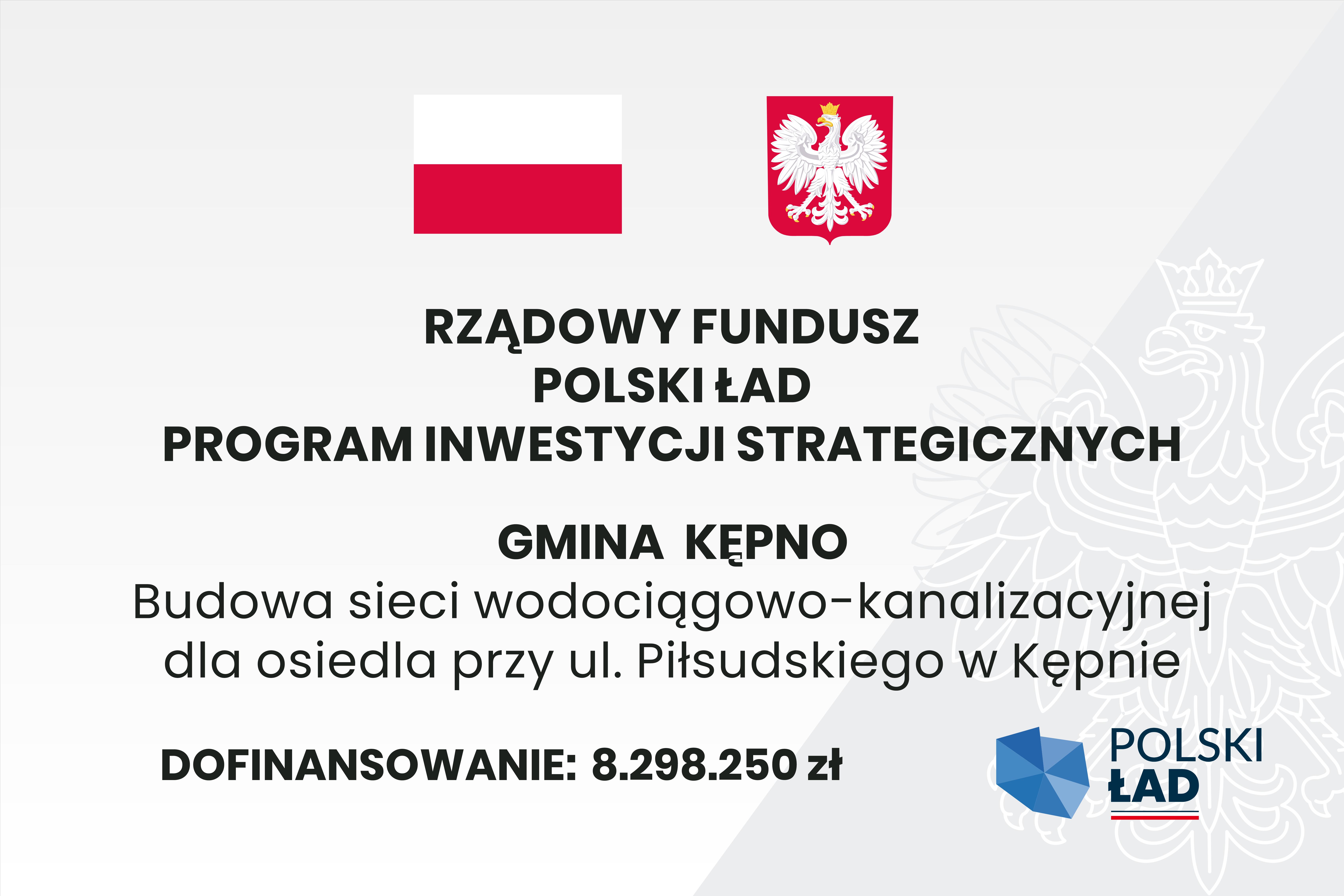 Budowa sieci wodociągowej, sieci kanalizacji sanitarnej i deszczowej związanej z uzbrojeniem terenu osiedla mieszkaniowego przy ul. Piłsudskiego w Kępnie