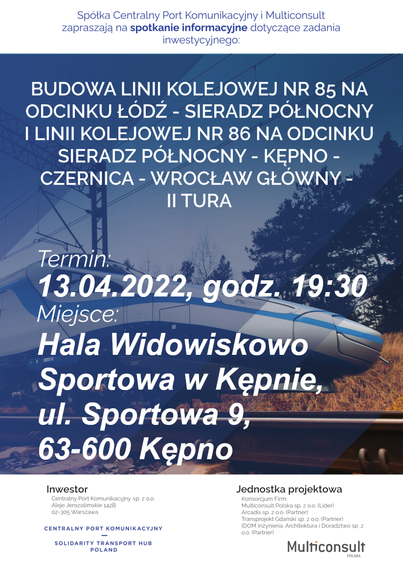 II tura konsultacji społecznych dla mieszkańców w sprawie budowy linii kolejowej nr 86 Centralnego Portu Komunikacyjnego 