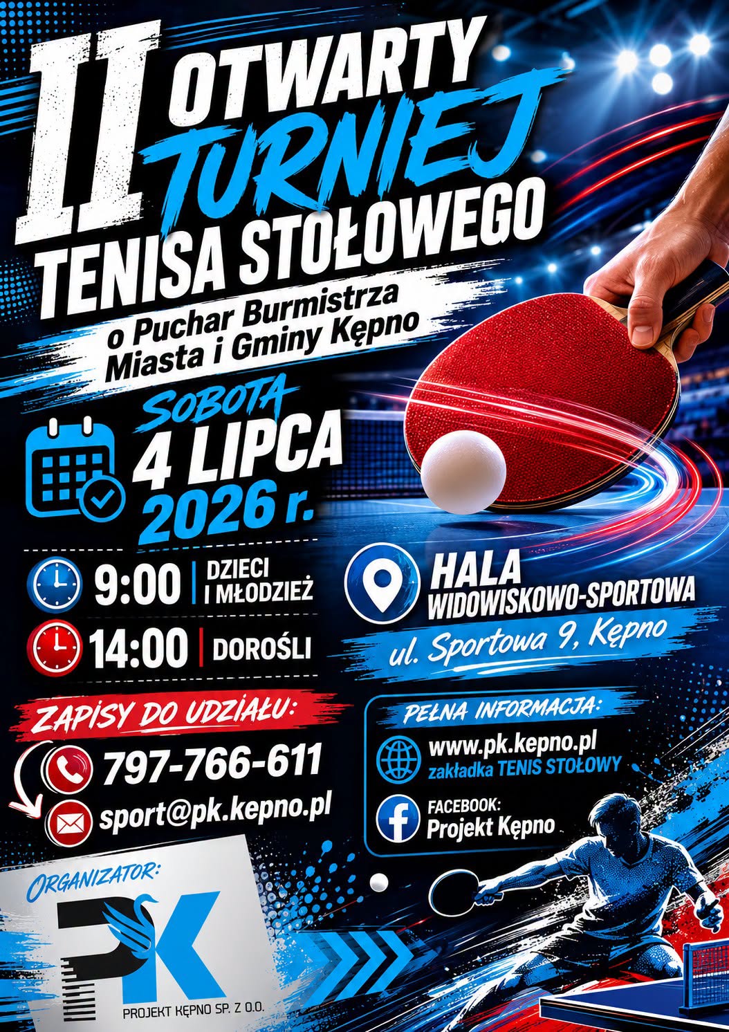 II Otwarty Turniej Tenisa Stołowego o&nbsp;Puchar Burmistrza Miasta i&nbsp;Gminy Kępno