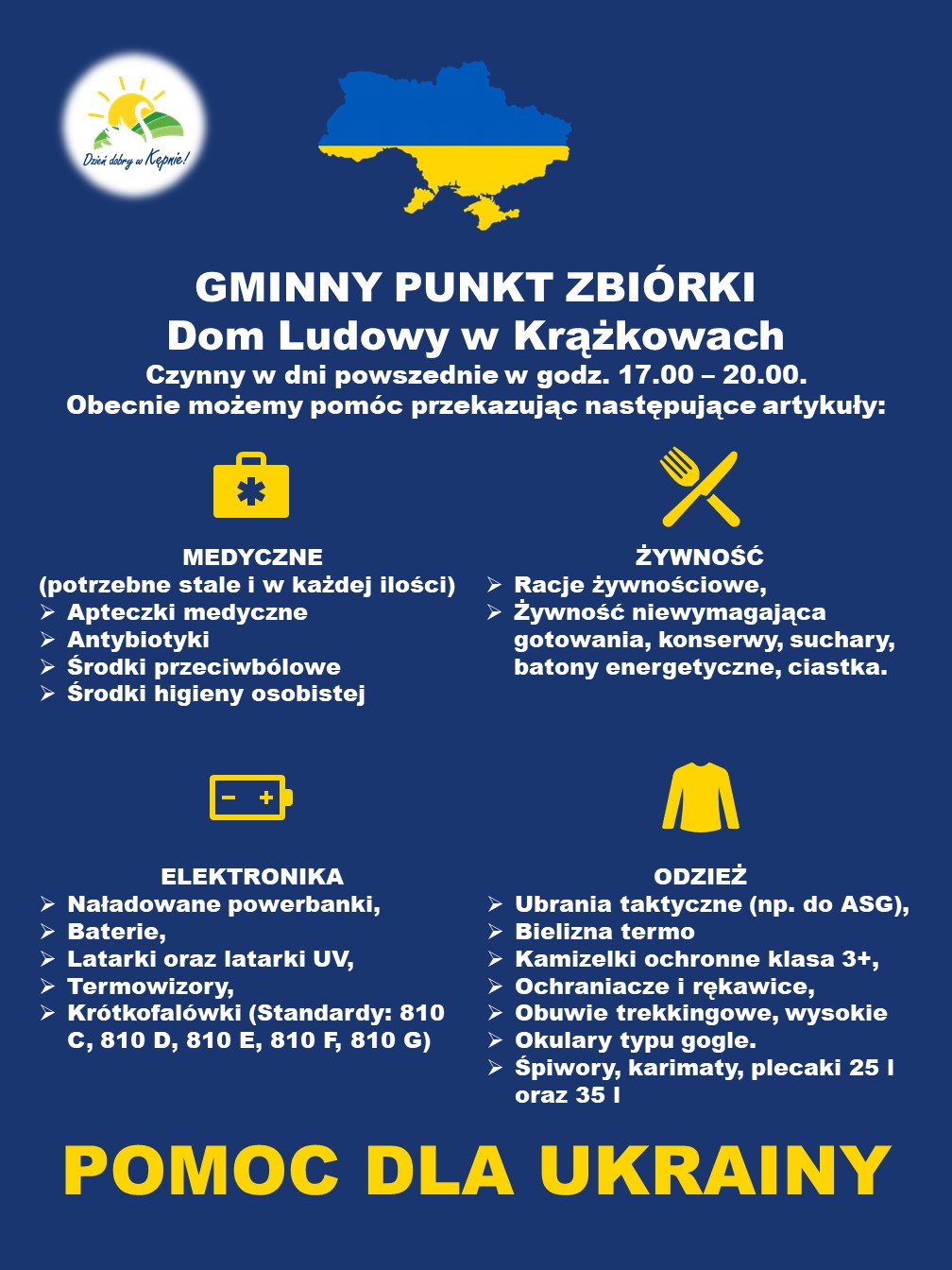 Plakat informujący o&nbsp;punkcie zbiórki 