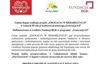 Zdjęcie do Nab&oacute;r senior&oacute;w do projektu &quot;Edukacja w rehabilitacji&quot;