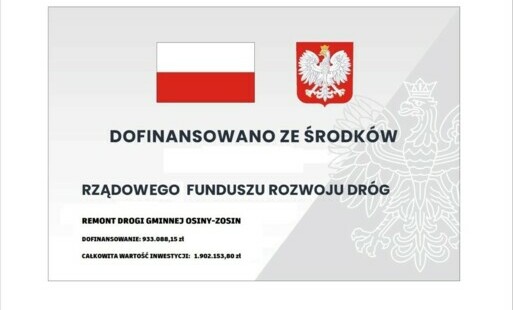 Zdjęcie do Remont drogi gminnej Osiny-Zosin