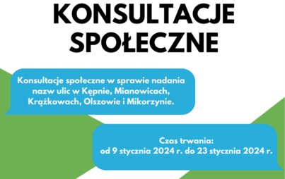 Zdjęcie do Konsultacje społeczne w związku z zamiarem nadania nazw ulic w Kępnie, Olszowie, Mianowicach, Krążkowach